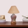 Devansh Conical Beige Jute Shade Lamp With Wood & Mosaic Glass Base For Decoration/Office/Home/Gifting/Study For Decoration/Office/Home/Gifting/Study -(10X10X14.5) Inches -A