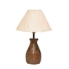Devansh Off White Cotton Table Lamp With  Wood Natural Base (10X12.5 Inches)-25