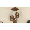 Symmetric Brown Solid Wood Cluster Hanging Light