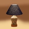 Devansh Conical Blue Jute Shade Lamp With Wood & Mosaic Glass Base For Decoration/Office/Home/Gifting/Study For Decoration/Office/Home/Gifting/Study -(10X10X14.5) Inches -A