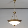 Quoizel Arlo 3-Light Pendant In Pure Brass With Frosted White Glass Shades