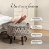 Mandala Fabric Wooden Ottoman in Grey Color Set of 2