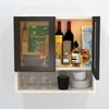 Aluminium Black Profile 2 Tinted Glass Handless Shutter  In Highland Pine Finish