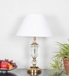 Ashurst Black & Antique Brass Finish Metal And Clear Crystal Glass Table Lamp With White Cotton Shade