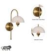 BELVUE Integrated LED Brass Wall Light with White Alabaster Shade
