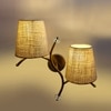 Devansh Metal Electric Wall Light in Gold Colour with Beige Shade Count of 2 Lights