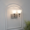 Minimal 2 Light Metal Nickel Finish Wall Light With Frosted White Glass