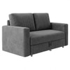 Alfon 2 Seater Velvet Pull Out Sofa Cum Bed with Storage In Dark Grey