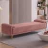 Arvia Velvet 2 Seater Ottoman Bench in Peach Color