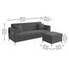 Daraco Velvet L shape 4 Seater Sofa in dark Gery Color