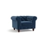 Winchester Premium 1 Seater Fabric Sofa in Lapis Blue Colour