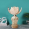 Devansh Rose Bamboo  Shade  Lamp With  Wood & Mosaic Glass Base For Decoration /Office/Home/Gifting/Study For Office/Home/Gifting -(12X12X17.75) Inches -