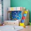 Pattern Dreams Bunk Bed  6X5 (Drawers On Wheels) In Oak & Blue Colour