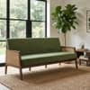 Ginni Solid Wood Ratan 3 Seater Designed Sofa  In Teak Finish