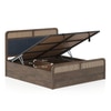Hanoi Solid Wood Cane Queen Size Hydraulic Storage Bed In Danish Walnut Finish with Davos Plus Colour
