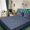Blue Abstract 180 TC Fitted 1 King  Bedsheet with 2 Pillow Covers