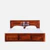 Rangrez Sheesham Wood King Size Bed in Honey Oak Finish with Box Storage