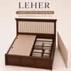 Leher Solid Wood Compact King Bed Box Storage Provincial Teak Finish Mattress 72 x 72 Inches