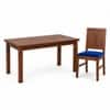 Globally Indian Mahira Solid Sheesham Wood 6 Seater Dining Table Set 6 Chairs Navy Blue