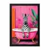 The Castle Decor Quirky Zebra Pink Bathtub Bathroom Wall Art 8x12 Inch