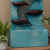Blue Brown Contemporary Leaf Indoor Water Fountain