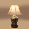 Devansh Off-White Cotton Shade Lamp With Wood & Mosaic Glass Base For Decoration/Office/Home/Gifting/Study For Decoration/Office/Home/Gifting/Study