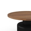 Toro Solid Wood Round Coffee Table In Dual Tone Amber Walnut And Black Finish