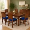 Globally Indian Aurelie Solid Sheesham Wood 6 Seater Dining Table Set 6 Chairs Navy Blue