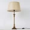 Delta Brass Table Lamp with Off White Linen Shade