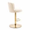 Doe Buck Luxury Beige Velvet Adjustable Bar Stool Chair with Gold Hydraulic Base