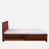 Melba Solid Sheesham Wood  King Size Hydrolic Storage Upholstered  Bed In Provincial Teak Finish