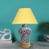 Devansh Conical  Yellow Cotton Shade  Lamp With  Wood & Mosaic Glass Base For Decoration /Office/Home/Gifting/Study For Decoration /Office/Home/Gifting/Study -(10X10X14.5) Inches -