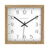 Spaces Unhooked Square Wooden Wall Clock, Natural Wood Frame, White Dial with Classic Numerals and Dot Track