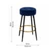 Doe Buck Tufted Counter Height Bar Stool in Blue Colour with Gold Footrest