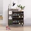 Hexa Red Engineered Wood Shoe Rack in Flower Wenge Colour