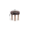 Nayla Solid Wood Stool in Black Leaves Jackard fabric