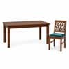 Globally Indian Ojasvi Solid Sheesham Wood 6 Seater Dining Table Set 6 Chairs Teal Blue