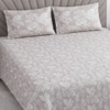 Creamy Beigefloral Cotton  400 Tc Flat  Super King Size Bedsheet With 2 Pillow Covers