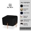 Doe Buck Regent Channel Tufted Velvet Ottoman Stool in Black Colour with Rose Gold Legs