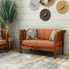 Haveli 2 Seater Wooden Sofa (Orange Colour, Honey Finish)