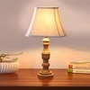 Devansh Off-White Cotton Vintage  Lamp With Wood Base (12X8X20.75)