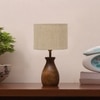 Devansh Beige Jute Table Lamp With  Wood Natural Base (7X13 Inches)-9