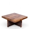 Blane Sheesham Wood 4 Seater Coffee Table Set In Teak Finish Brown Sparkle Velvet Cushion