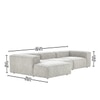 Elegantedge Wood Right Aligned 3-Seater With Upholstery Non Storage Sofa In Grey Colour