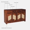 Sheesham Wood 4 Door 4 Drawer Sideboard in Honey Oak Finish