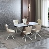 Aeris Ceramic 4 To 6 Seater Extendable Dining Table With 4 Tulip Dining Chairs (Finish : Gilded White, Chair Colour : Cream)