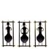 Desert Art Metal Handpainted Lady Musician Wall Hanging Set of 3 in Green Colour