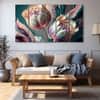 The Castle Decor Flower Wall Painting Wooden Framed 27x48 Inch (Style 1)