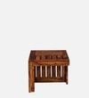 Lifty Sheesham Wood Nesting Coffee Table Set in Provincial Teak Finish With Cushioned Stools