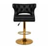 Doe Buck Verona Faux Leather Adjustable Bar Stool in Black Colour with Gold Base